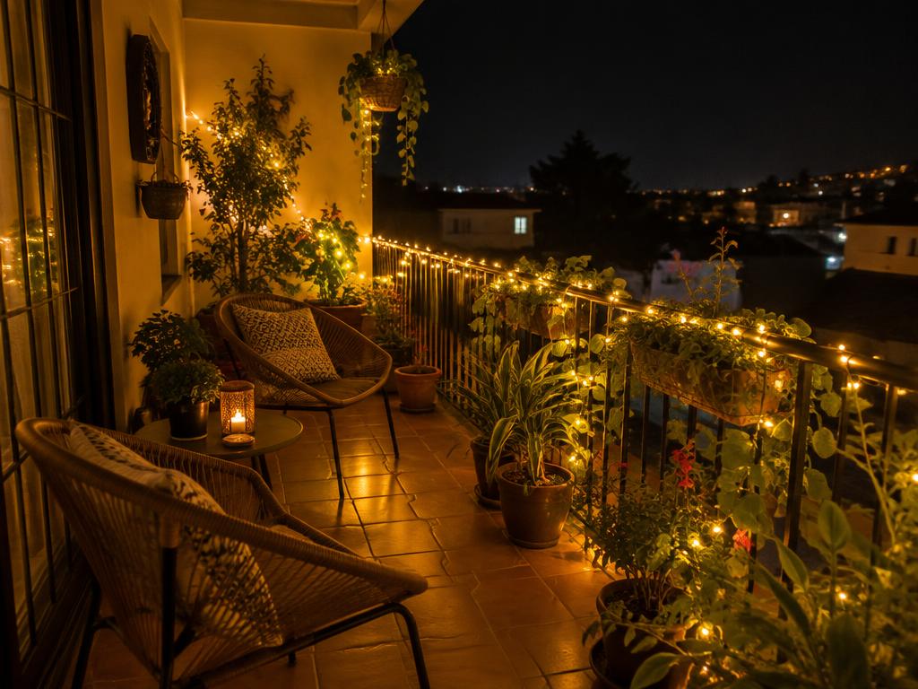 Después: terraza iluminada con luces solares